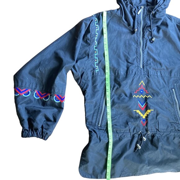 Kaelin Aztec Anorak, Size 10, Black Embroidered Lightweight Track Jacket - Picture 9 of 13